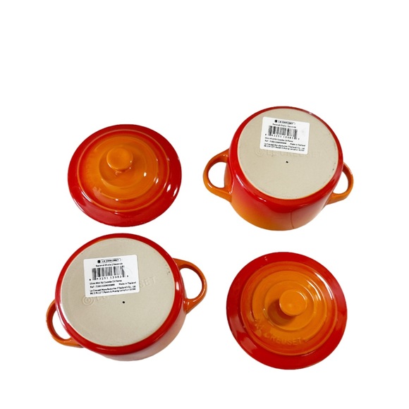 NEW HTF Le Creuset FLAME Mini Cocotte Set/2 - Picture 5 of 7
